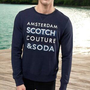 SCOTCH & SODA Amsterdam Couture Logo Sweatshirt in Navy L